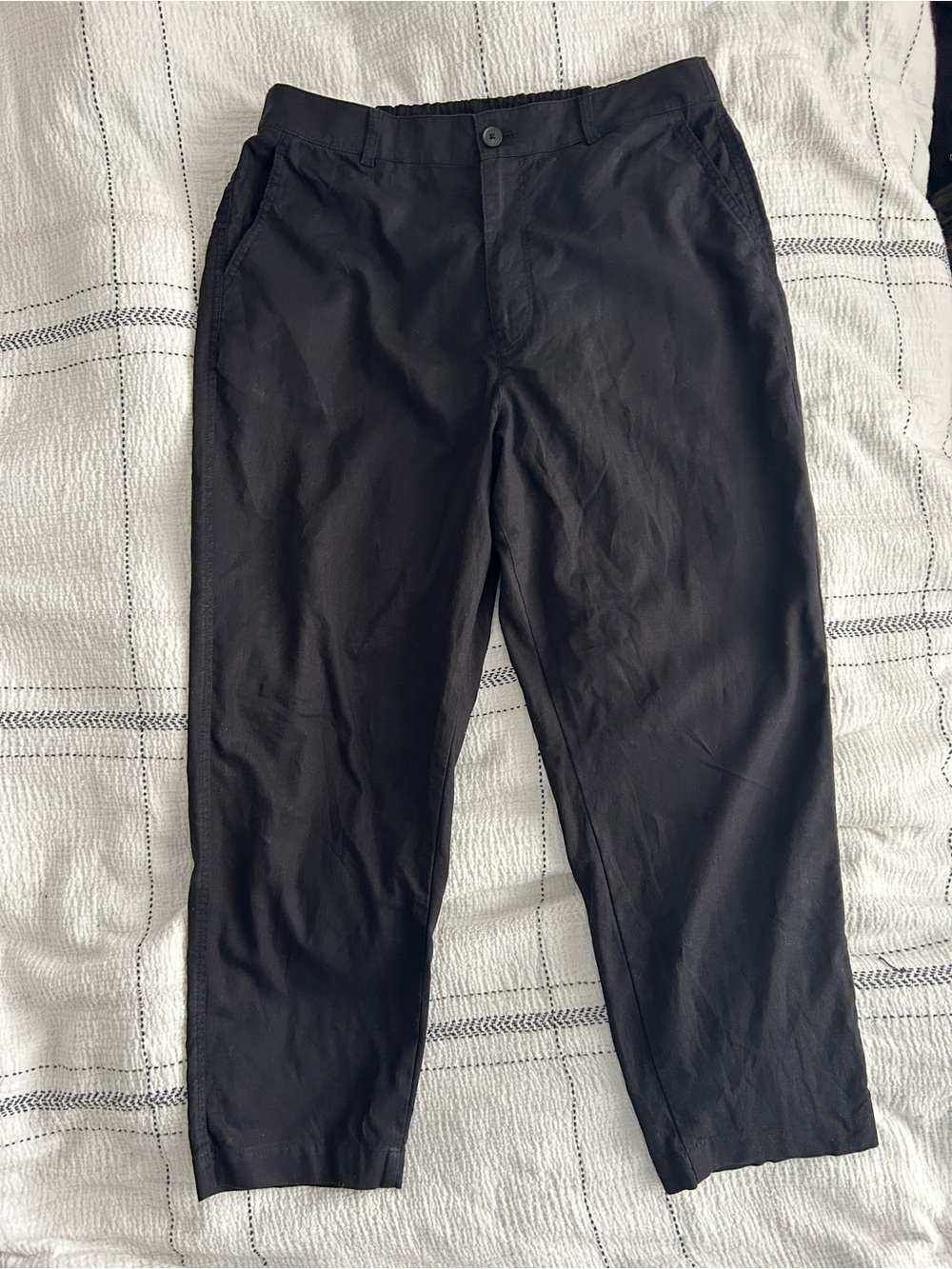 Uniqlo Black Chinos - Straight Casual Fit Linen/Cotton